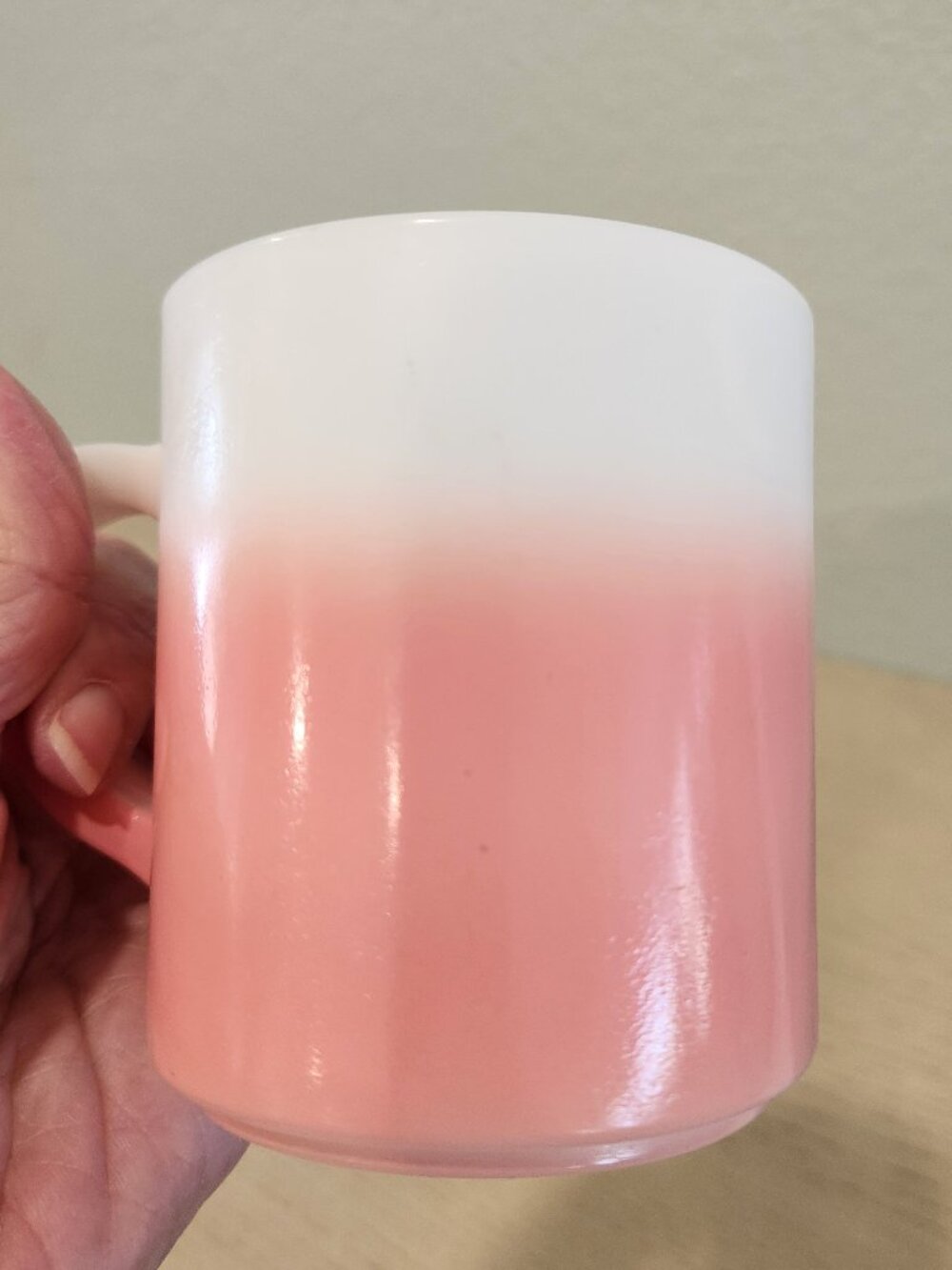 Vintage Hazel Atlas Ombre Mug White-to-Pink